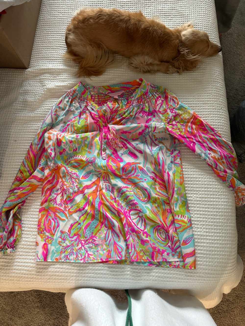 Lilly Pulitzer Multicolor Tropical Print Long Sleeve Blouse